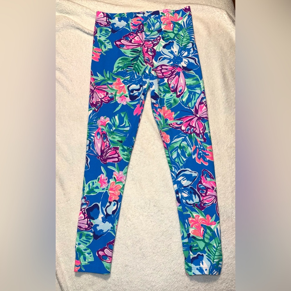 Lilly Pulitzer Maia leggings in “Pundy Blue Isle Be Back” print, size 8/10, EUC